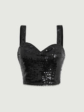 MOD Contrast Sequin Crop Wide Strap Top